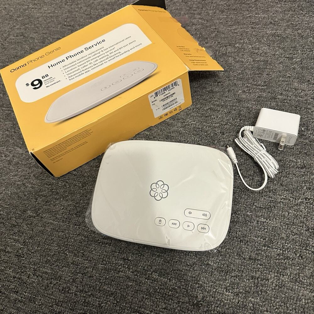 Ooma Phone Genie VoIP Home Phone Adapter White Caller ID Voicemail